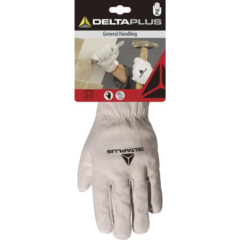 Gants tout fleur de bovin gris lisere rouge delta plus - dpfbn4910