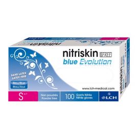Gant jetable nitrile bleu bte de 100 tl