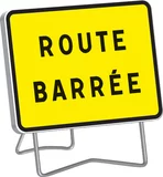 PANNEAU KC1 ' ROUTE BARREE ' CLASSE T1 + PIED - NADIA SIGNALISATION