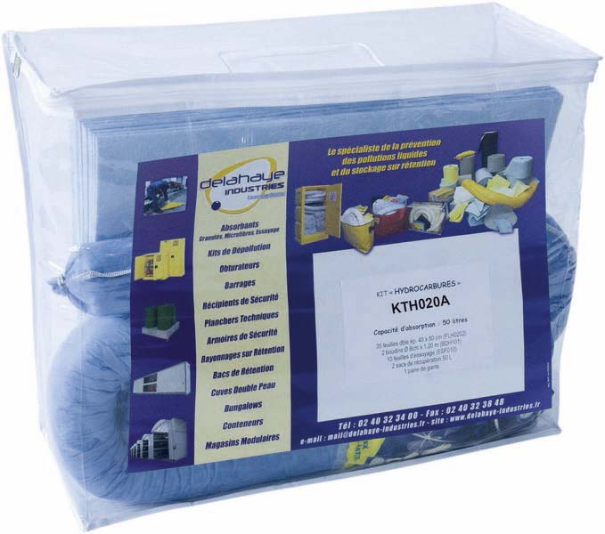Kit intervention p/ hydrocarbures capacite absorp.20l sodise-08346