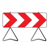 PANNEAU DE SIGNALISATION K8 DÉVIATION OU RÉTRÉCISSEMENT DE VOIE T1 1500X500MM AVEC PIEDS