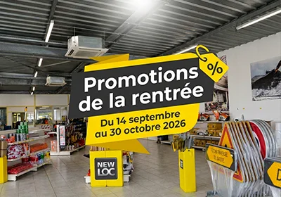 Promotions de la rentrée NEWLOC : du matériel BTP à prix pros jusqu'au 30 octobre 2026 !