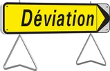 Panneau de déviation temporaire avec flèche amovible KD22A classe T1 + PIED - NADIA SIGNALISATION - 201503