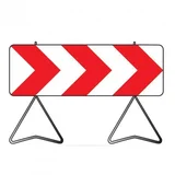 PANNEAU DE SIGNALISATION K8 DÉVIATION OU RÉTRÉCISSEMENT DE VOIE T1 1500X500MM AVEC PIEDS