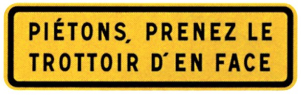 PANNEAU JH PIETONS ..TROTTOIR EN FACE T1